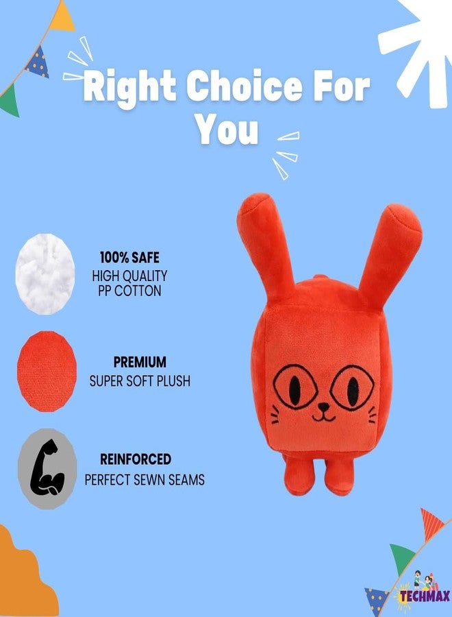 TechMax Solution Cute Square Orange Plush Soft Toy - Image 3
